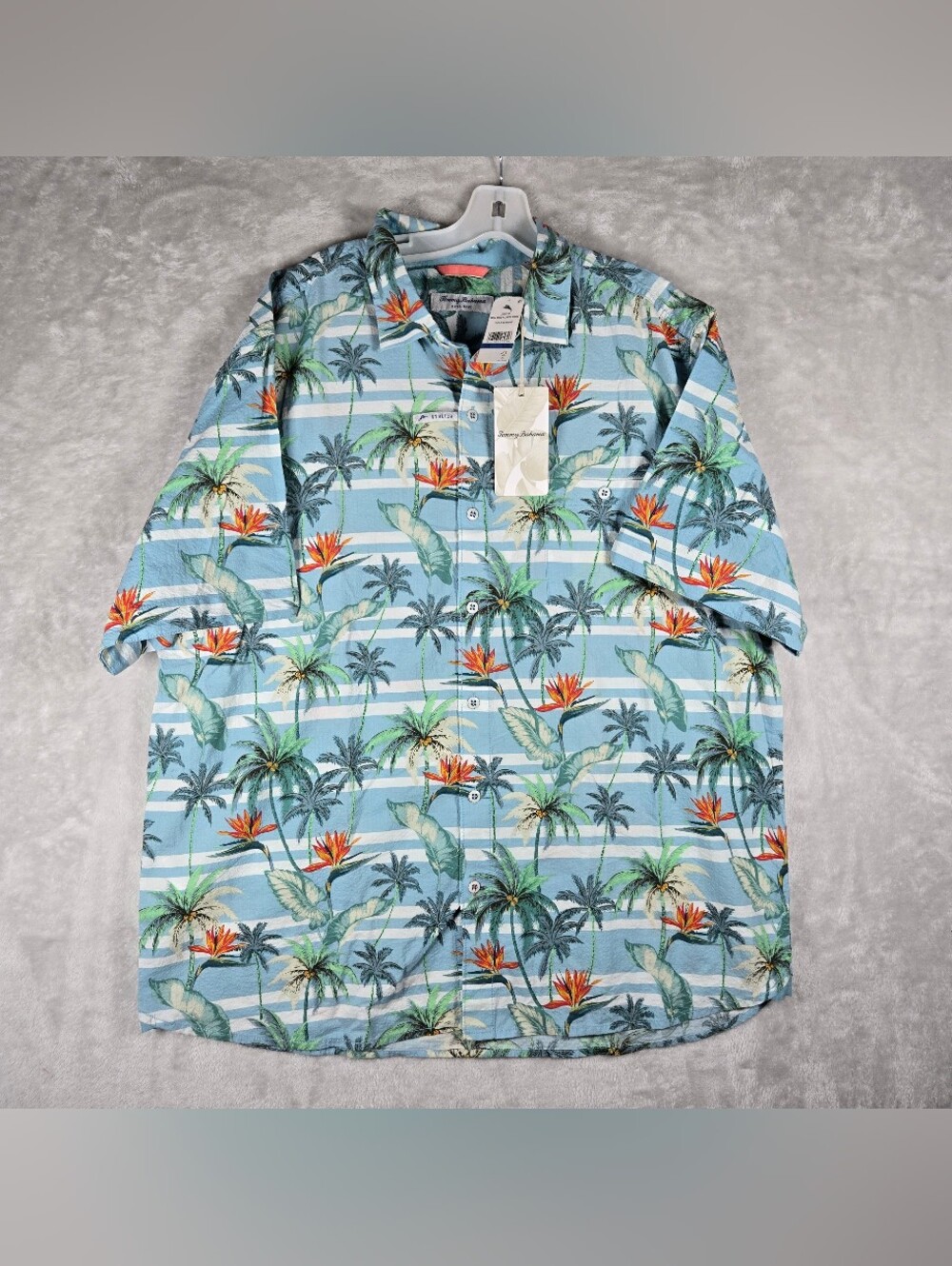 Tommy Bahama Mens XL Button Shirt Nova Wave Palmero Stripe Floral Seersucker NWT